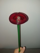 Art Glass Red Clear Twist Center Calla Lily Long Stem Glass Flower 20 1/4&quot; - £26.37 GBP