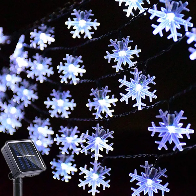 Solar LED Lamp Christmas Lights Snowflake LED String Lights Decoration Outdoor G - £68.93 GBP