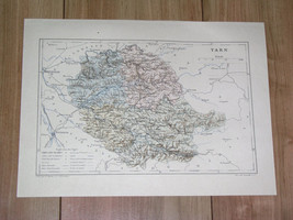 1887 Original Antique Map Of Department Of Tarn Albi / France - £17.74 GBP