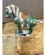 Old Chinese Feng Shui Tang Sancai pottery porcelain animal Horse Statue 13” - $4,086.28 MXN