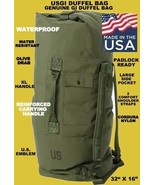 US Military Nylon Duffel Camping Bag Used w/ Unit logo ARMY USMC OD GREEN - €20,31 EUR