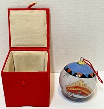 Vintage Hand Reverse Painted Christmas Glass Ornament  3.25 Inches In Box - £23.92 GBP