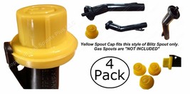4-pk BLITZ Yellow Spout Cap fits self-venting gas can spout 900302 900092 900094 - £6.81 GBP