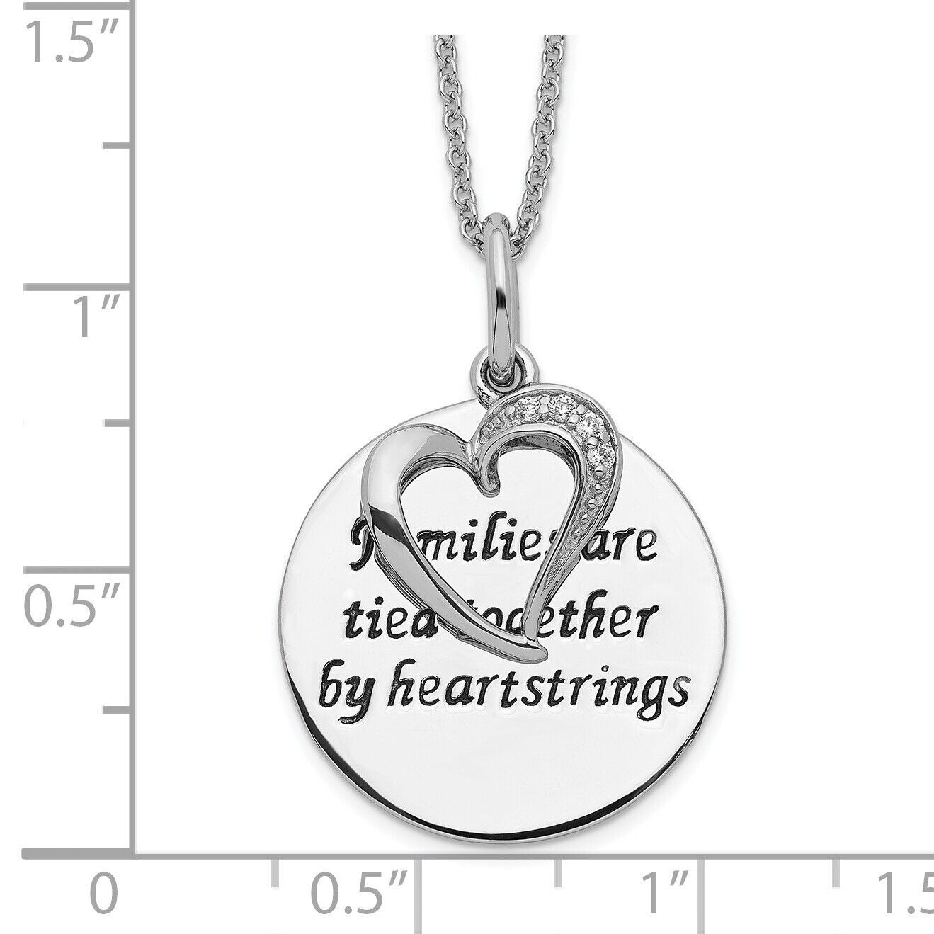 Sentimental Expressions Silver  Antiqued CZ Families Are Tied Together 18in Hear Item image 4