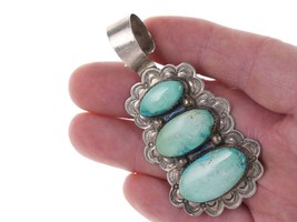 Vintage Southwestern Stamped sterling and turquoise pendant - £135.64 GBP