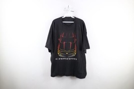 Vintage Mens 2XL XXL Faded Spell Out Fire Flames Camaro Car T-Shirt Black Cotton - £31.49 GBP