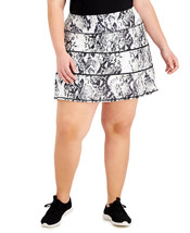 Ideology Womens Plus Size Snake-Print Tiered A-Line Skort Snake White Size 2X - £15.81 GBP