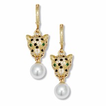PalmBeach Jewelry Goldtone Round Simulated Pearl and Crystal Drop Earrin... - $24.69