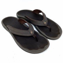 Olukai Ohana Dark Java Brown Comfort Thong Flip Flop Beach Pool Sandals Womens 8 - $22.95