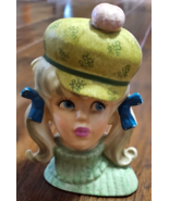Vtg Enesco Headvase Teen Lady Blond Hair Pigtails Pink Lips Green Turtle... - $6,962.02 MXN
