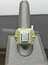 3.25 Ct Simulated Diamond Men&#39;s Wedding Engagement Ring 14k Yellow Gold Finish - £136.72 GBP