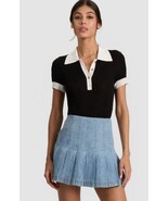 2025 NWT AUTHENTIC Alice + Olivia MARTHA POLO in Blk/White $350 - €155,79 EUR