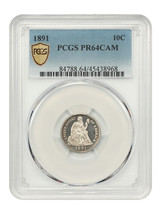 1891 10C PCGS PR64CAM - £890.58 GBP