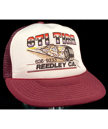 GTI Tire Trucker Hat-Reedley CA-Rope Bill-Mesh-Maroon-Cowboys-Vtg - $461.09 MXN
