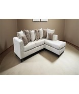 Ibiza Modern Beige Fabric Sectional Sofa with Tufted Pillows – Right Chaise - $1,889.64 CAD