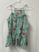Mossimo Supply Co Womens Jade Green Floral Racerback Babydoll Tank Top S... - $4.01