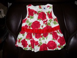 Janie And Jack Peplum Top Tartan Party Line Roses Velvet Bow Size 12/18 ... - $16.79