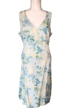 Columbia PFG Sz L Tropical Floral Stretch Dress Back Tie Side Slits Logo... - $19.79