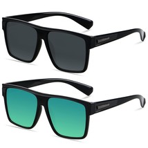 Square Polarized Sunglasses For Men Women Uv Protection Oversized Flat Top Big S - £36.86 GBP