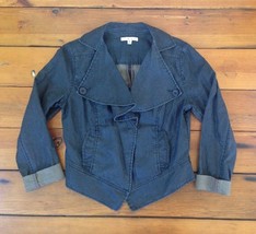 Cabi Waxed Linen Jean Jacket Style  Womens Blazer Coat Black M 38&quot; Chest - £39.14 GBP