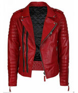 Red Biker Real 100 % Genuine Lambskin Stylish Leather Jacket For Men - $145.60+