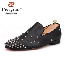 Piergitar 2018 new handmade black leather men shoes with multi-level spikes fash - £215.37 GBP