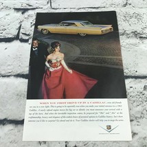 1963 Vtg Cadillac Print Ad Man In Tuxedo Woman In Red Ball Gown - $9.89