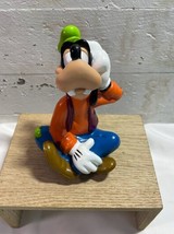Disney Sitting Cross Legged Goofy Rubber Toy Figure Thinking Goofy 6 in - £9.31 GBP