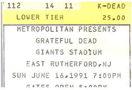 Grateful Dead Concierto Ticket Stub June 16 1991 East Rutherford Nuevo d... - £43.58 GBP