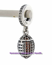 925 Sterling Silver American Football Dangle Charm With CZ Moments Charm - $18.20