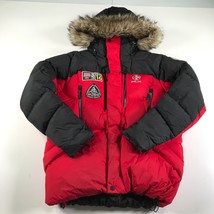 RLX Ralph Lauren Parka Mens Medium Red Black Fur Collar Hooded Expedition 2016 - $654.14