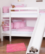 Olivia White Wooden Bunk Bed with Slide - £470.86 GBP