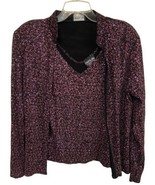 Onyx Nite Twin Set Womens Size L Medium Black Purple Sparkle Cardigan &amp; ... - £21.65 GBP