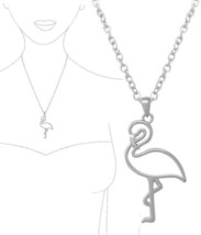 Flamingo Wire Art Pendant Necklace White Gold - £10.61 GBP