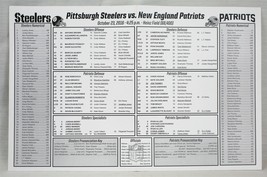 ORIGINAL 2016 New England Patriots @ Pittsburgh Steelers Lineup Card Tom Brady - £23.29 GBP