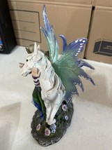 Beautiful Les Alpes  9-1/2&quot; tall Fairy w Wings Unicorn Fantasy magic figure - $39.55