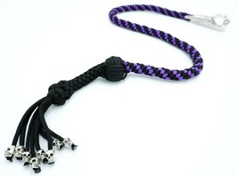 Paracord Get Back whip for Motorcycle 1&quot; Ball &amp; Skulls 36&quot; - Purple / Black - £23.69 GBP