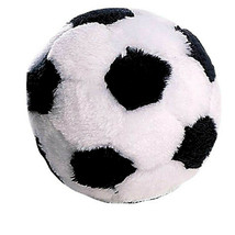 Dog Toys Soft Plush Soccer Ball Squeaker  Black and White Sports Fetch 4.5&quot; - £7.79 GBP