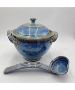 Steve Coburn Pottery Casserole with Lid Covered Soup Dish USA Ladle Blue... - $99.00