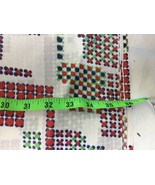 8 Yds Mid-century Abstract Art Fabric Vtg 60s 70s Red Blue Green Faux Silk - £21.48 GBP