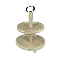 Primitive Farmhouse Style 2 Tier Wooden Standing Display Serving Tray - £42.59 GBP