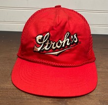 Vintage 1980S STROH&#39;S Beer Brewery Mesh Snapback Red Trucker Hat - £12.16 GBP