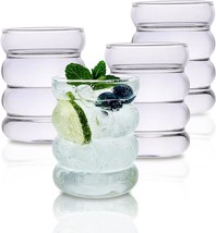 10 Oz Drinking Glasses Vintage Glassware Tumblers Water Juice Cocktail Bar Set 4 - £39.07 GBP
