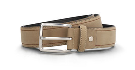 Mens belt beige vegan nubuck square silver buckle adjustable fashion ele... - $52.67