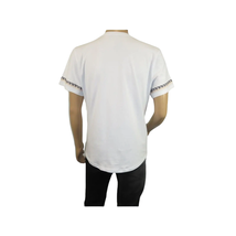 Men LAVERITA European Fashion Crew Shirt Short Sleeve Lion Medallion 94453 White image 10