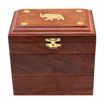 Handmade Wooden Jewellery For Box Women Wood Jewel Organizer Elephant Design  - £16.51 GBP