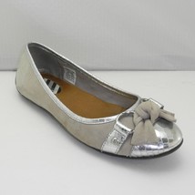 Sperry Top Sider Kendall Ballet Flats Beige Suede Bow Silver Cap Toe-Wom... - $33.25