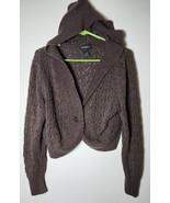 Lane Bryant Single Button Sweater With Hood Brown Knit - $31.71