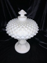 Vintage Westmoreland Glass Milk Glass English Hobnail Compote Candy Bowl - £51.13 GBP