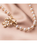 Freshwater Pearl Necklace  14K GOLD Necklace over  Real Silver - $97.24 CAD